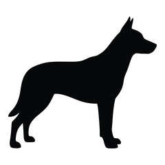 Silhouette of a german shepherd dog standing attentively black on white a classic canine profile silhouette
