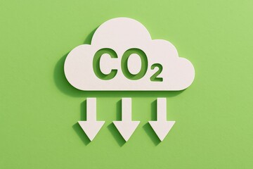 CO2 Emissions Reduce, Arrows Pointing Downward From a Cloud Symbolizes a Positive Impact on Climate Change and Environmental Health