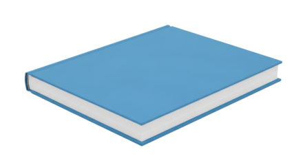 Isolated cyan book or notebook, blank and closed, a realistic rendering for templates
