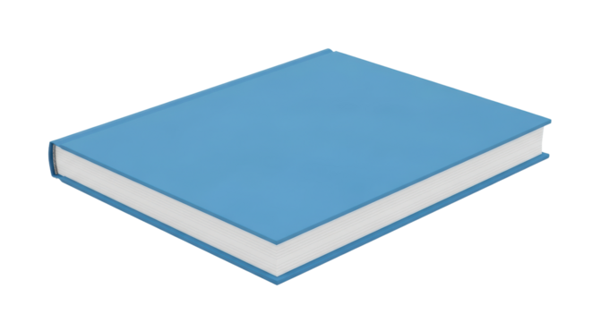 Isolated cyan book or notebook, blank and closed, a realistic rendering for templates