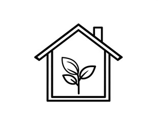 Simple house outline with plant inside