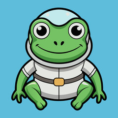 Obraz premium Cartoon frog astronaut vector illustration for kids and space themed designs and cute amphibian images