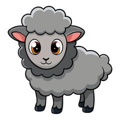 Cute cartoon sheep vector illustration for kids children coloring page farm animal graphic design element
