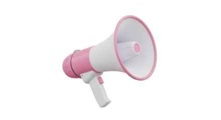 Isolated pink and white megaphone on a simple background, ready to amplify communication