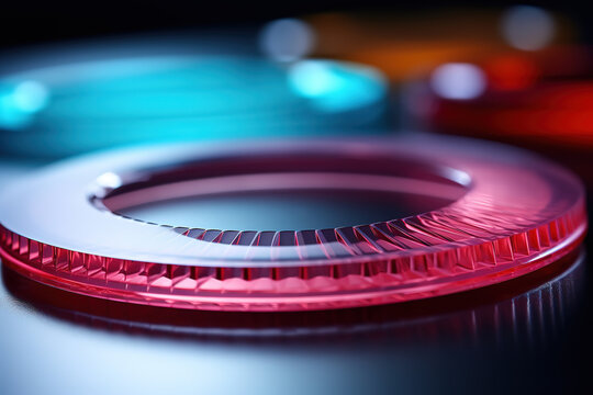 Macro photography of dosator tip and plastic plate for immunosorbent applications
