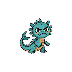 create a vector style simple cartoon little angry water meleon white background.       

