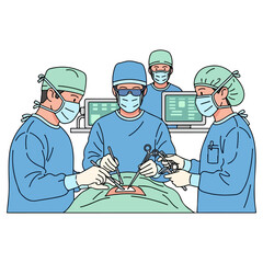 Surgical team performing operation in the operating room.