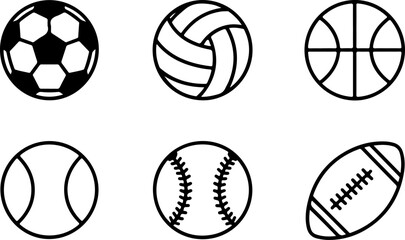 Basketball Ball Icons Set – Sports Vector Silhouettes