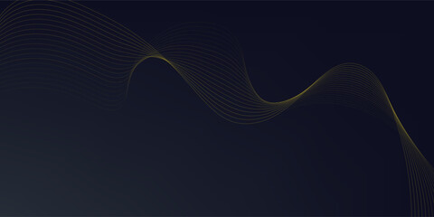 Abstract glowing wave lines on dark blue background. Modern flowing wavy lines