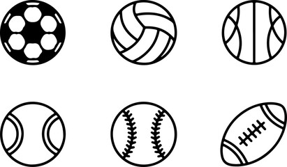Basketball Ball Icons Set – Sports Vector Silhouettes