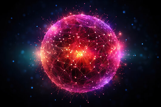 Visual representation of a vortex created by a sphere and interconnected dots