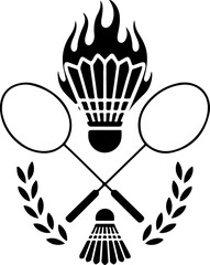 Badminton Champions Logo – Shuttlecock and Rackets Emblem