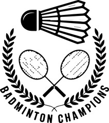 Badminton Champions Logo – Shuttlecock and Rackets Emblem