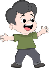 Happy Cartoon Boy with Open Arms