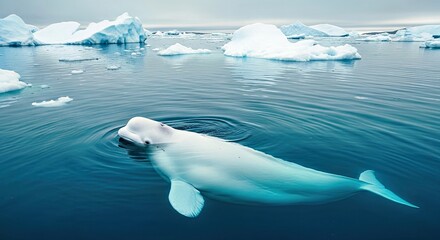Naklejka premium A Majestic Beluga Whale Swimming Gracefully Through Cold Arctic Waters