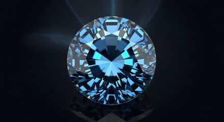 Sparkling Teal Gemstone on Dark Reflective Surface