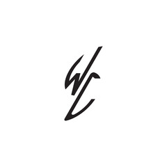 Obraz premium initial logo vector WL curved oval shape alphabet letter gaming monogram Black 
