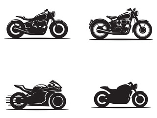 Obraz premium Collection of motorcycle silhouettes isolated on white background for design projects