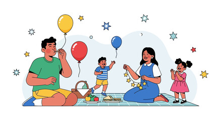 Family Picnic Under The Sky: A Celebration Of Togetherness And Joyful Moments