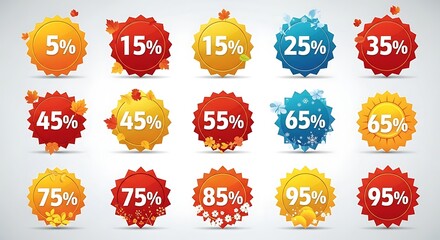 Discount Percentage Badges Sale Promotion.