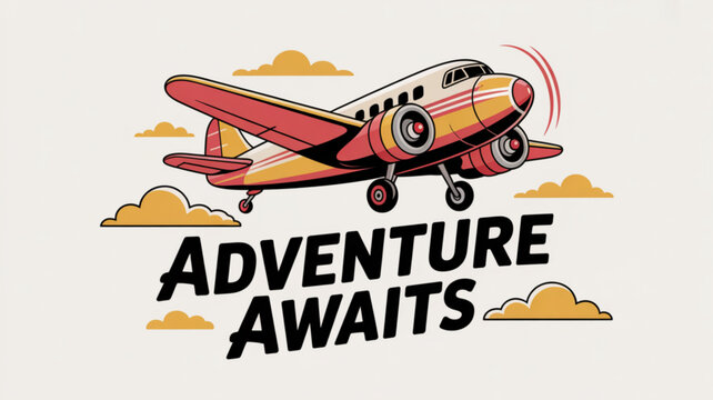 Vintage airplane adventure travel poster design for flight and aviation enthusiasts and travel destinations