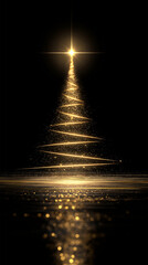 new year christmas tree gold shine line illustration vertical background