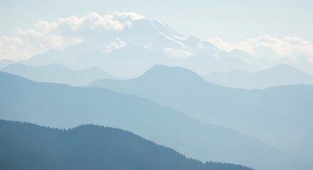 Obraz premium Misty Mountain Range Landscape.