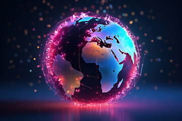 Global medical network concept with a world globe and digital connectivity