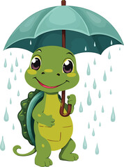 Obraz premium Cute turtle listening to music with headphones, happy animal cartoon