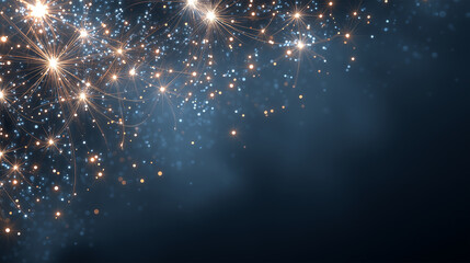 New Year celebration confetti fireworks blue dark abstract background