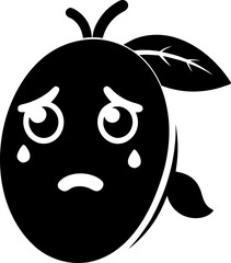 Mango crying with teardrops and big watery eyes silhouette black icon