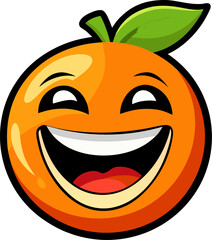 Orange laughing with mouth wide open and shiny eyes silhouette black icon