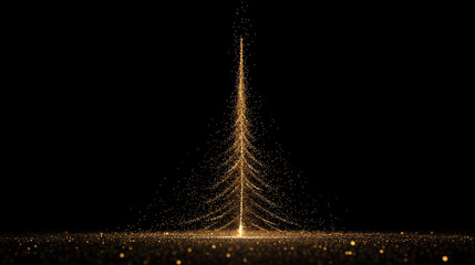new year christmas tree gold shine line illustration horizontal background