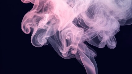 Abstract swirls of pink and white smoke against a dark background