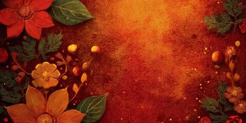 Vibrant floral design with a rich background creates a stunning canvas for creative expression and text placement in autumn hues, Dussehra holiday