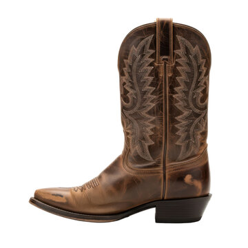 Distressed leather cowboy boot showcasing traditional stitching, craftsmanship, and western heritage