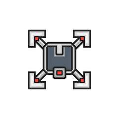 Pixel Art Drone Illustration - Modern Technology and Delivery Concept.