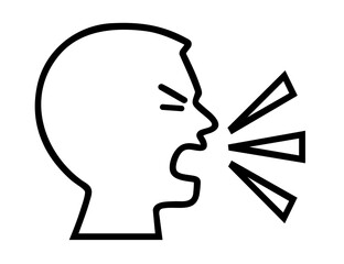 Voice of change symbol, speaking shouting person icon for protest, rally and public expression