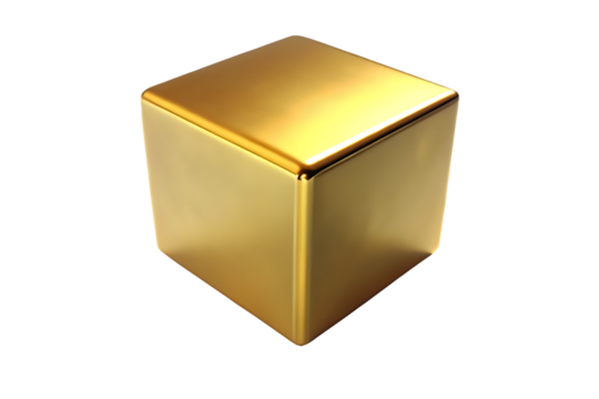 Golden Cube Object metallic shiny