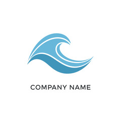 Naklejka premium Stylized Blue Wave Logo Design for Water-Related Business Branding.