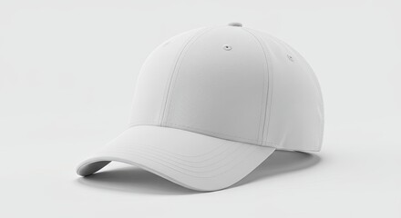 Fototapeta premium Minimalist White Baseball Cap Mockup for Branding and Design Presentation on Isolated Background with Clear Lines and Seamless Look for