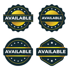 Available Now. Gold and Dark Design Elements  Badges  and Labels