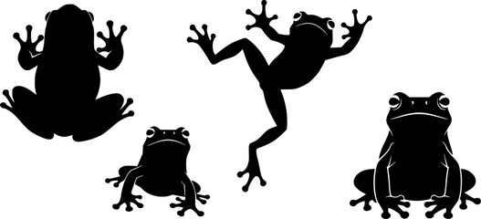 Frog silhouettes, Tree frog silhouette, Jumping frog , Jumping frog silhouette, Sitting frogsilhouette, Frog clipar