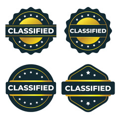 Classified Gold Badges and Seals. Vector Graphics