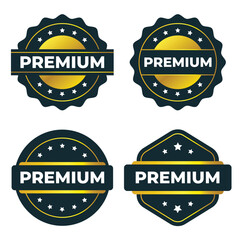 Premium Gold and Dark Blue Badges. Collection of Vector Labels and Seals