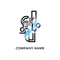 Y2K logo design with a modern and abstract aesthetic, suitable for a company brand.