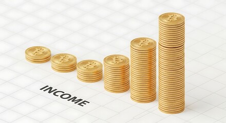 Decreasing Income Trend Shown with Coins.