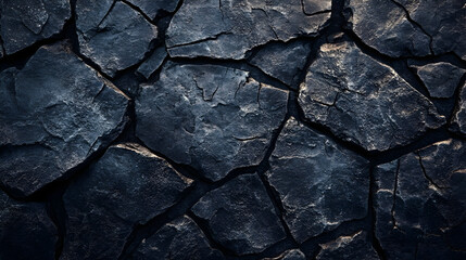 Fototapeta premium Dark Cracked Stone Wall Texture Background.