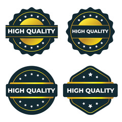 High Quality Badge Labels. Gold Premium Guarantee Seals  Vector Graphics for Branding