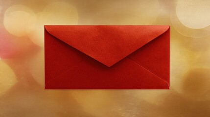 announcement. A stylized large red envelope against an abstract background, symbolizing communication. pitch deck slides.